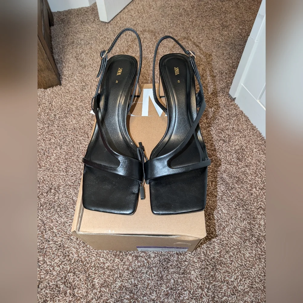 Zara Black Women's Slingback Heels - Picture 1 of 6